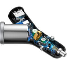 BASEUS Avtomobilski polnilnik Y-Type 2x USB + vtičnica za vžigalnik 3,4 A črn