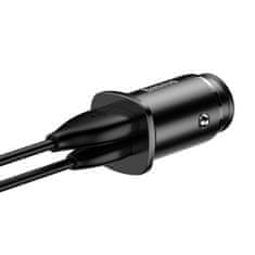 BASEUS Inteligentni avtomobilski polnilnik z 2 USB in USB-C QC PD vratoma, črn