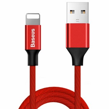 BASEUS Kabel USB v pletenem ohišju - iPhone Lightning 1,8 m - rdeč