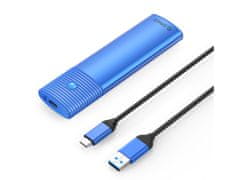 Orico PWM2 zunanje ohišje za M.2 SATA SSD v USB-C 3.2 Gen1, aluminij, modra (PWM2-BL-EP) - rabljeno