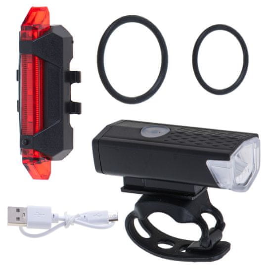 Ikonka Komplet LED luči za kolesa spredaj-zadaj USB