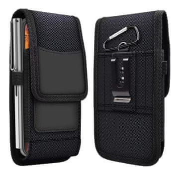 OEM Univerzalni pasni etui OXFORD, navpični model 4, za IPHONE 7 PLUS / 8 PLUS / 12 PRO MAX / 13 PRO MAX / SAMSUNG J4 PLUS / A71 / S21 FE / NOTE 8 / HUAWEI P SMART 2021, črn