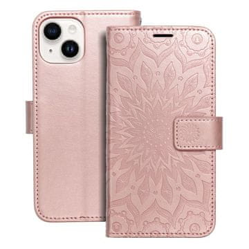 OEM Torbica MEZZO Book za iPhone 14, mandala, zlato-roza