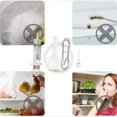 HOME & MARKER® Set za čiščenje odtočne cevi hladilnika, Čiščenje hladilnika, Odstranjevanje neprijetnih vonjav (Cev, Krtača za čiščenje, Brizga za toplo vodo, Plastična lopatica za led, Plastični čep) | FRIDGEFLOSS