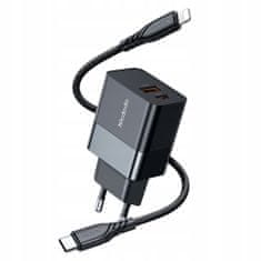 Mcdodo Polnilec za telefon, hitri, USB, USB-C, 20 W, za Iphone, univerzalni, črn Mcdodo CH-1951