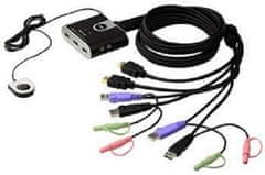 Aten 2-port HDMI KVM USB2.0 mini, avdio, 1,2 m kablov, DO