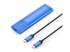 Orico PWDM2-G2 zunanje ohišje za M.2 NVMe/SATA SSD v USB-C 3.2 Gen2, aluminij, modra (PWDM2-G2-BL-EP)