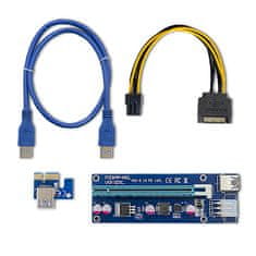 Qoltec Riser PCI-E 1x - 16x | USB 3.0 | različica 007C | SATA / PCI-E 6-pinski