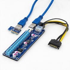 Qoltec Riser PCI-E 1x - 16x | USB 3.0 | različica 007C | SATA / PCI-E 6-pinski