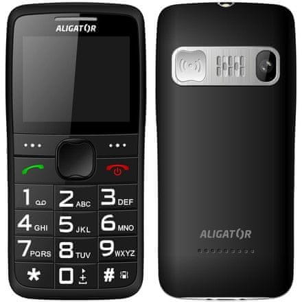 Aligator Mobilni telefon Aligator A675 Senior - črn