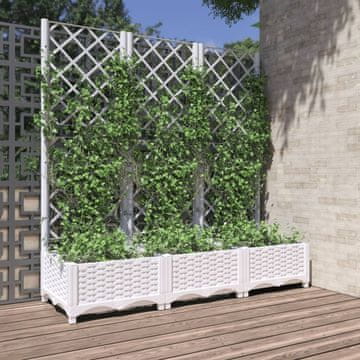 Vidaxl vidaXL Vrtno korito z rešetko, belo, 120x40x121,5 cm, PP
