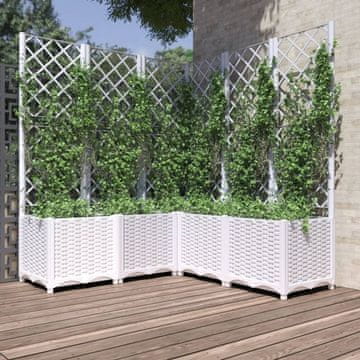 Vidaxl vidaXL Vrtno korito z rešetko, belo, 120x120x136 cm, PP