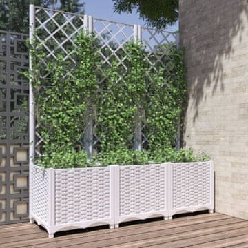 Vidaxl vidaXL Vrtno korito z rešetko, belo, 120x40x136 cm, PP