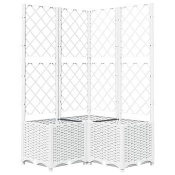 Vidaxl Cvetlično korito z oporno mrežo belo 80x80x136 cm PP