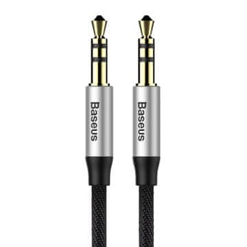 BASEUS Kabel za avdio stereo Yiven M30 AUX 3,5 mm mini jack 1,5 m – srebrno-črn