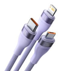 BASEUS baseus flash series ⅱ 3v1 kabel za hitro polnjenje usb-a v usb-c / mikro-usb / lightning 66 w 480 mbps 1,2 m vijoličen