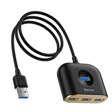 BASEUS Prehodni adapter HUB 4v1 USB adapter USB3.0 TO USB3.0*1+USB2.0*3 1m črn