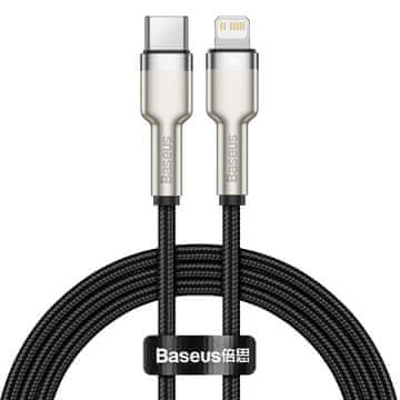 BASEUS Kabel za iPhone USB-C - Lightning Cafule Metal Data Power Delivery 20W 1m - črn
