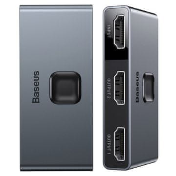 BASEUS Spletnik HDMI 2x HDMI 4K 30 Hz dvosmeren siv