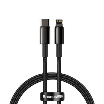 BASEUS Kabel za iPhone USB-C - Lightning hitro polnjenje 20 W 1 m - črn