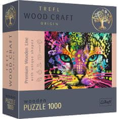 Trefl Wood Craft Origin Puzzle Barvna mačka 1000 kosov - lesene