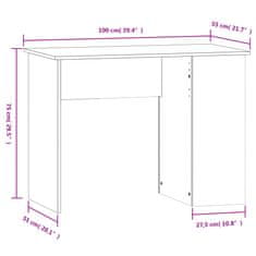 Vidaxl Pisalna miza visok sijaj bela 100x55x75 cm inženirski les