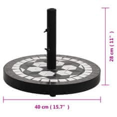Vidaxl Podstavek za senčnik črn in bel okrogel 12 kg