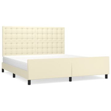 Vidaxl Posteljni okvir z vzglavjem krem 180x200 cm umetno usnje