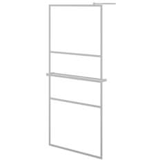 Vidaxl Pregrada za tuš s polico krom 80x195 cm ESG steklo in aluminij