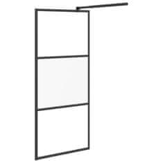 Vidaxl Pregrada za tuš s polico črna 80x195 cm ESG steklo in aluminij