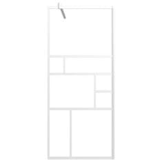 Vidaxl Pregrada za tuš s polico bela 80x195 cm ESG steklo in aluminij