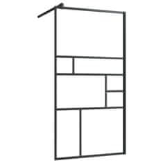 Vidaxl Pregrada za tuš s polico črna 90x195 cm ESG steklo in aluminij