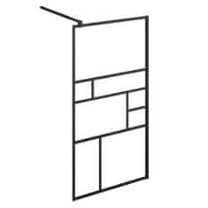 Vidaxl Pregrada za tuš s polico črna 90x195 cm ESG steklo in aluminij