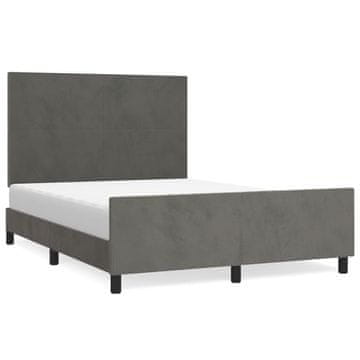 Vidaxl Posteljni okvir brez vzmetnice temno siv 140x200 cm žamet