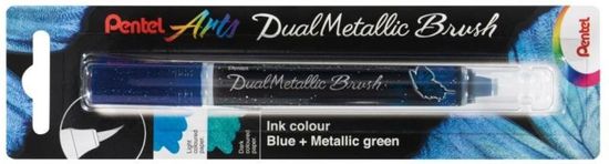 Pentel Dual Metallic Brush marker s čopičem - modri