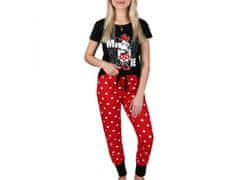 Disney Minnie Miška Disney Bombažna ženska pižama s kratkimi rokavi Črno-rdeča s pikami L