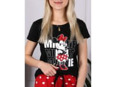 Disney Minnie Miška Disney Bombažna ženska pižama s kratkimi rokavi Črno-rdeča s pikami L