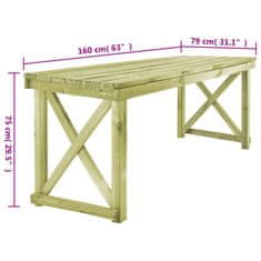 Vidaxl Vrtna miza 160x79x75 cm lesena