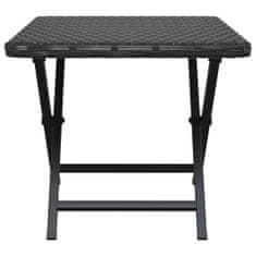 Greatstore Zložljiva miza črna 45x35x32 cm poli ratan