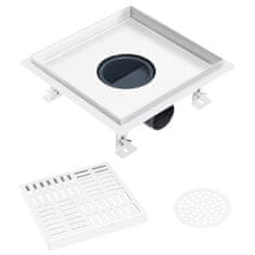 Vidaxl Kanaleta za tuš z vzorcem 23x23 cm nerjaveče jeklo