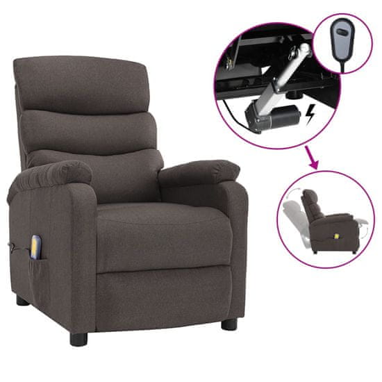 Vidaxl Električni masažni stol taupe blago