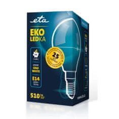 ETA LED žarnica E14, 6 W, hladno bela, 6500K, 510 lm, 5 kos