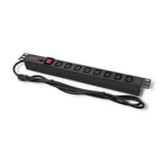 Qoltec PDU podaljšek z zaščito pred preobremenitvijo za 19" RACK | 1U | 10A | 8xIEC C13 | 2m