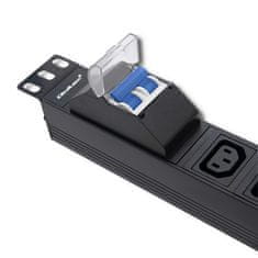 Qoltec PDU podaljšek z zaščito pred preobremenitvijo za 19" RACK | 1U | 10A | 8xIEC C13 | varovalka C16 | 2m
