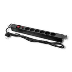 Qoltec PDU podaljšek z zaščito pred preobremenitvijo za 19" RACK | 1U | 16A | 6xSCHUKO | 2m