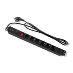 Qoltec PDU podaljšek z zaščito pred preobremenitvijo za 19" RACK | 1U | 16A | 6xSCHUKO | 2m