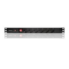 Qoltec PDU podaljšek z zaščito pred preobremenitvijo za 19" RACK | 1U | 16A | 6xSCHUKO | 2m