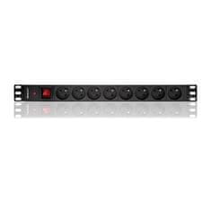 shumee Qoltec PDU podaljšek z zaščito pred preobremenitvijo za 19" RACK | 1U | 16A | 8xFRENCH | 2m