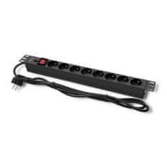 shumee Qoltec PDU podaljšek z zaščito pred preobremenitvijo za 19" RACK | 1U | 16A | 8xFRENCH | 2m
