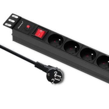 Qoltec PDU podaljšek z zaščito pred preobremenitvijo za 19" RACK | 1U | 16A | 8xFRENCH | 2m